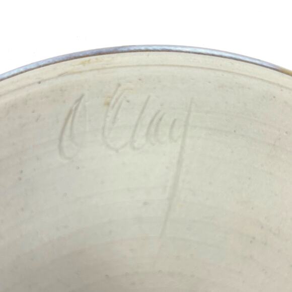 Vintage O'Clay Serving Platter Chip Dip Pottery Plate Signed - Picture 5 of 6